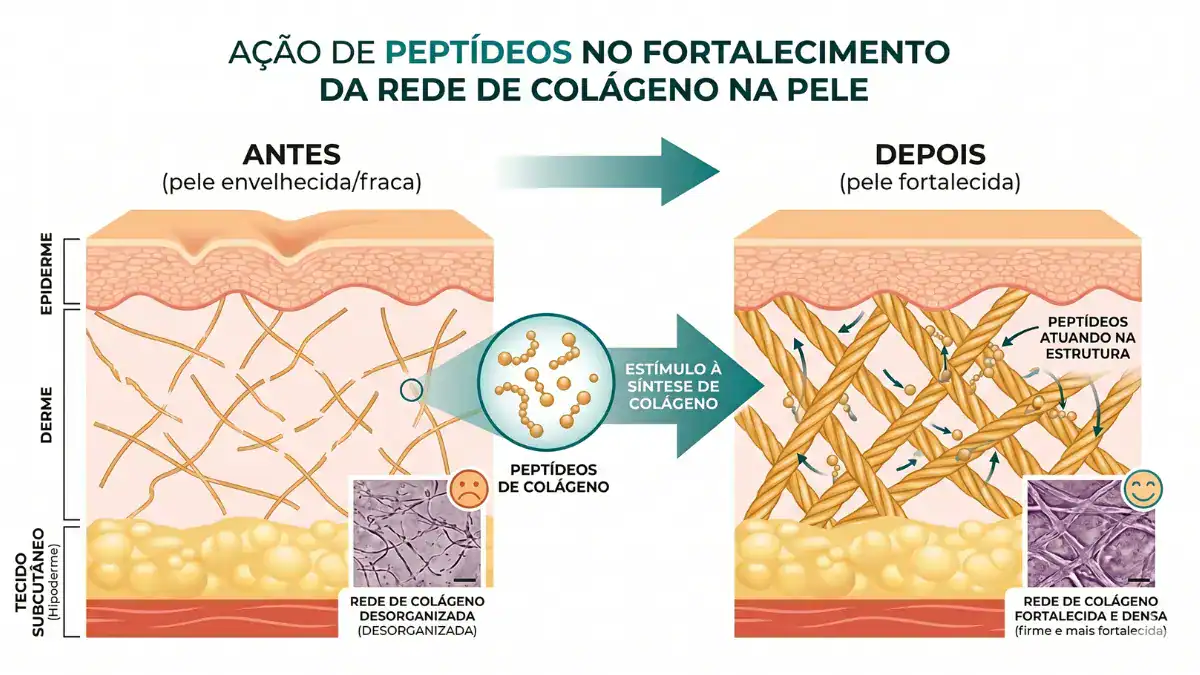 diagrama científico camadas da pele fibras de colágeno e fibroblastos