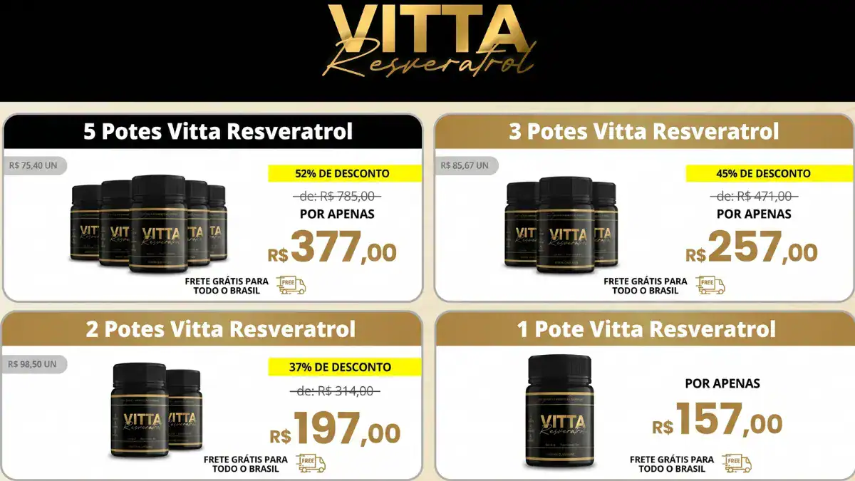 Frascos de Vitta Resveratrol original da Nattura Bio mostrando que vitta resveratrol funciona para pele madura.