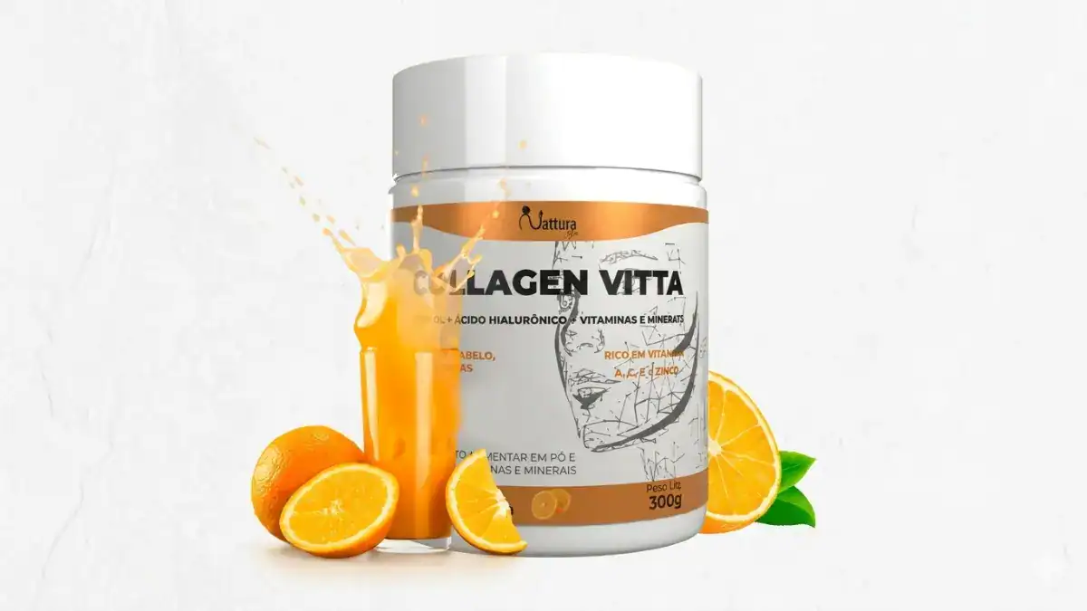 Embalagem oficial do suplemento Collagen Vitta, rico em colagénio Verisol para combater rugas e flacidez